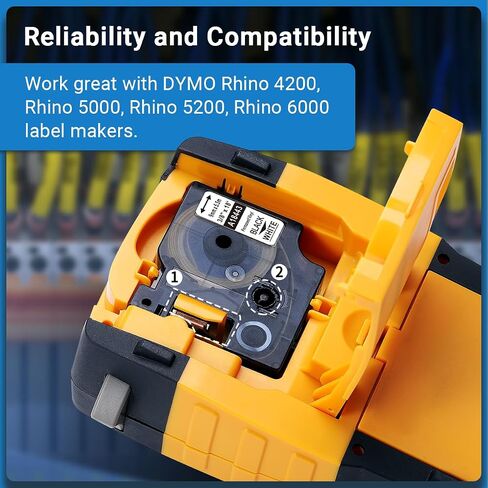 18445 Rhino 5200 4200 Label Tape 3/4'' Compatible with Dymo Vinyl Tape A18445 Work with Dymo Rhino Pro 5000 6000 Industrial Label Maker Refills, 3/4" x 18', 5-Pack in Saudi Arabia