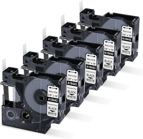 18445 Rhino 5200 4200 Label Tape 3/4'' Compatible with Dymo Vinyl Tape A18445 Work with Dymo Rhino Pro 5000 6000 Industrial Label Maker Refills, 3/4" x 18', 5-Pack in Saudi Arabia