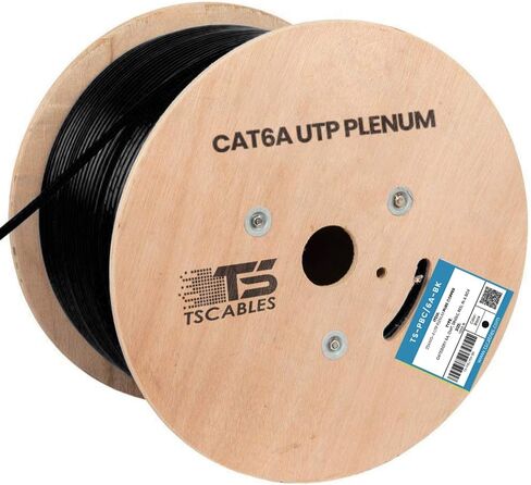 TSCables | Cat6A Plenum (CMP) 1000ft, 750Mhz, PoE++ (4PPoE) | 100% Solid Bare Copper | 23AWG Unshielded Twisted Pairs (UTP), Available in 7 Colors for Easy Identification Across Various Setups in Kuwait