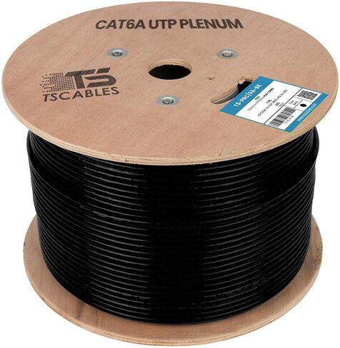 TSCables | Cat6A Plenum (CMP) 1000ft, 750Mhz, PoE++ (4PPoE) | 100% Solid Bare Copper | 23AWG Unshielded Twisted Pairs (UTP), Available in 7 Colors for Easy Identification Across Various Setups in Kuwait