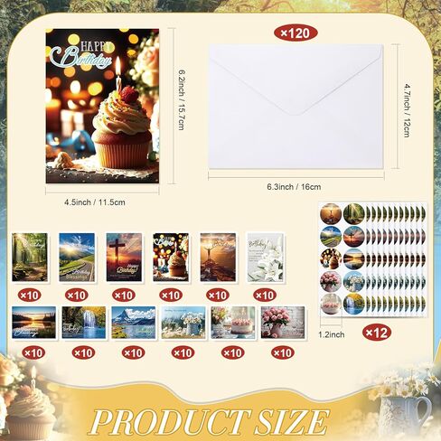 120 حزمة بطاقات عيد ميلاد مسيحية دينية كبيرة مع الكتاب المقدس الكتاب المقدس آية 4.5 × 6.2 بوصة بركات مسيحية متنوعة بطاقات المعايدة لعيد ميلاد مع الأظرف والملصقات (النمط الكلاسيكي) in Kuwait