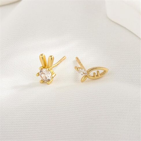 Dreuyet عيد الفصح الأرنب الأقراط لطيف الحيوان مضحك أرنب الأقراط 925 الفضة الاسترليني أرنب الجزرة أقراط للنساء الفتيات الاطفال الهدايا مجوهرات هيبوالرجينيك in Kuwait