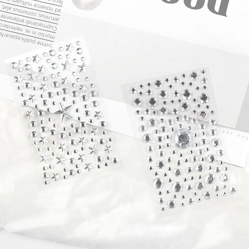 4 Sheets Color Gem Stickers for Crafts, Self Adhesive Heart Star Flower Round Rhinestones, 560Pcs Assorted Shapes Stick On Gems, Acrylic Bling Jewels Stickers, Craft Supplies for Kids in Kuwait