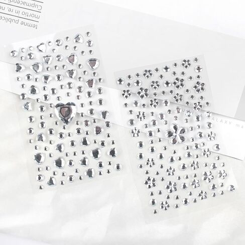 4 Sheets Color Gem Stickers for Crafts, Self Adhesive Heart Star Flower Round Rhinestones, 560Pcs Assorted Shapes Stick On Gems, Acrylic Bling Jewels Stickers, Craft Supplies for Kids in Kuwait