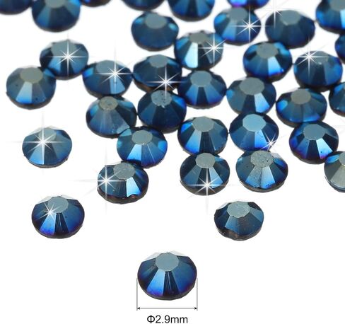 Meccanixity 2880 PCS Hotfix Rhinestones Flatback Crystal Glass Gems Rhinestones for Crafts Comply Diy Decoration (SS10 2.9mm ، اللون الأزرق البحري) in Kuwait
