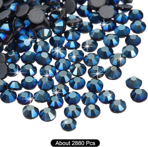 Meccanixity 2880 PCS Hotfix Rhinestones Flatback Crystal Glass Gems Rhinestones for Crafts Comply Diy Decoration (SS10 2.9mm ، اللون الأزرق البحري) in Kuwait