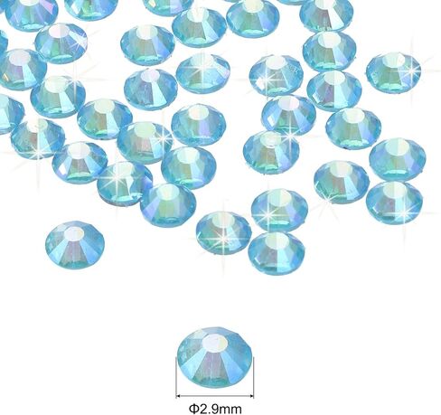 Meccanixity 2880 PCS Hotfix Rhinestones Flatback Crystal Glass Gems Rhinestones for Crafts Comply Diy Decoration (SS10 2.9mm ، اللون الأزرق البحري) in Kuwait