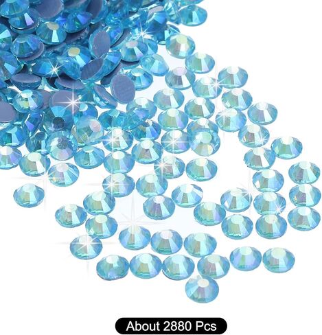 Meccanixity 2880 PCS Hotfix Rhinestones Flatback Crystal Glass Gems Rhinestones for Crafts Comply Diy Decoration (SS10 2.9mm ، اللون الأزرق البحري) in Kuwait