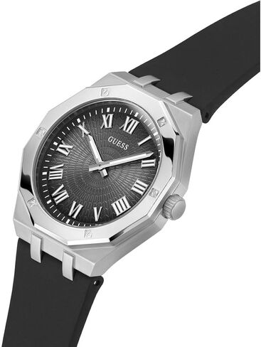 GUESS Men's 42mm Watch - Blue Strap Blue Dial Rose Gold Tone Case in Saudi Arabia