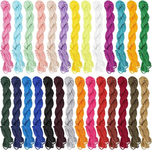 Framendino, 27 Pack 1mm Nylon Beading String Chinese Knotting Cord Trim Cords Macrame Thread Braided for Friendship Bracelets Necklace Jewelry Making (27 Colors, 675 Yards) in Kuwait