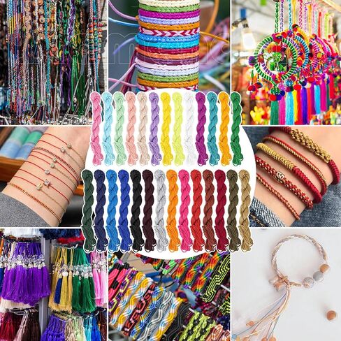 Framendino, 27 Pack 1mm Nylon Beading String Chinese Knotting Cord Trim Cords Macrame Thread Braided for Friendship Bracelets Necklace Jewelry Making (27 Colors, 675 Yards) in Kuwait