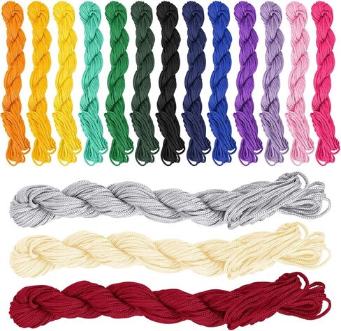 Framendino, 27 Pack 1mm Nylon Beading String Chinese Knotting Cord Trim Cords Macrame Thread Braided for Friendship Bracelets Necklace Jewelry Making (27 Colors, 675 Yards) in Saudi Arabia