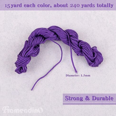 Framendino, 27 Pack 1mm Nylon Beading String Chinese Knotting Cord Trim Cords Macrame Thread Braided for Friendship Bracelets Necklace Jewelry Making (27 Colors, 675 Yards) in Saudi Arabia