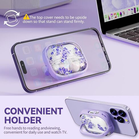 with Safety Lock for Galaxy Buds Pro 3 Case/Galaxy Buds 3 Case with Cleaner Kit and Keychain, Cute Floral Buds Pro 3 Case Cover for Women Girly, As a Phone Stand- Black Gold Flower in Kuwait