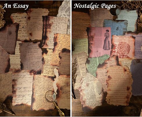 Dizdkizd 120 Sheets of Vintage Burnt Edge Scrapbook Paper for Junk Journal, Thin Collage Paper, Decoupage Paper, 4 × 6 inches, 120 Sheets/ 4 Sets in Saudi Arabia