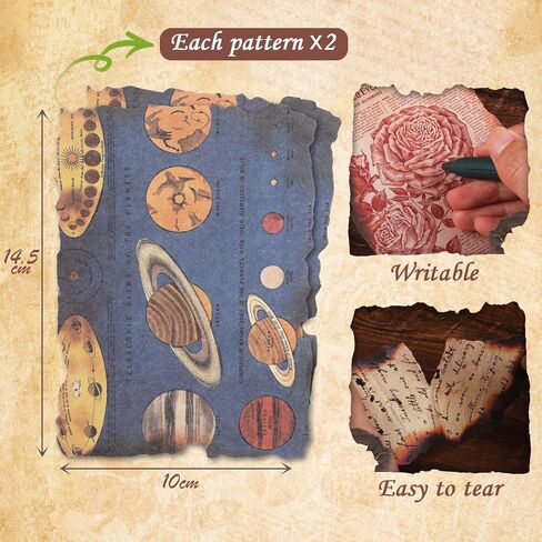 Dizdkizd 120 Sheets of Vintage Burnt Edge Scrapbook Paper for Junk Journal, Thin Collage Paper, Decoupage Paper, 4 × 6 inches, 120 Sheets/ 4 Sets in Saudi Arabia