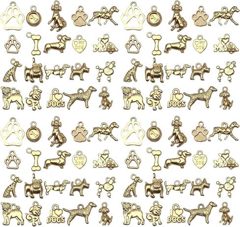 Youdiyla 100pcs Craft Supplies Pet Dog Animals Charms Pendants for Crafting Jewelry Findings Making Accessory for DIY Necklace Bracelet (KC Golden) in Saudi Arabia