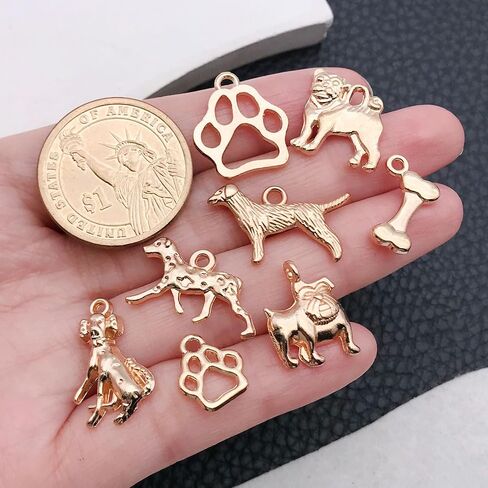 Youdiyla 100pcs Craft Supplies Pet Dog Animals Charms Pendants for Crafting Jewelry Findings Making Accessory for DIY Necklace Bracelet (KC Golden) in Saudi Arabia