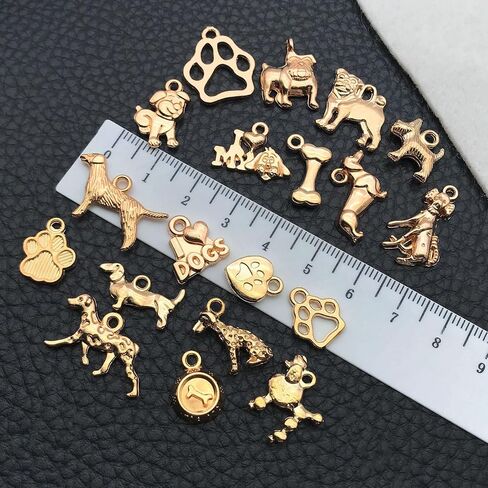 Youdiyla 100pcs Craft Supplies Pet Dog Animals Charms Pendants for Crafting Jewelry Findings Making Accessory for DIY Necklace Bracelet (KC Golden) in Saudi Arabia
