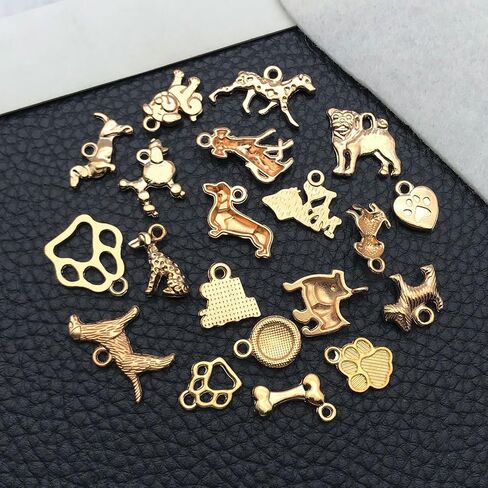 Youdiyla 100pcs Craft Supplies Pet Dog Animals Charms Pendants for Crafting Jewelry Findings Making Accessory for DIY Necklace Bracelet (KC Golden) in Saudi Arabia