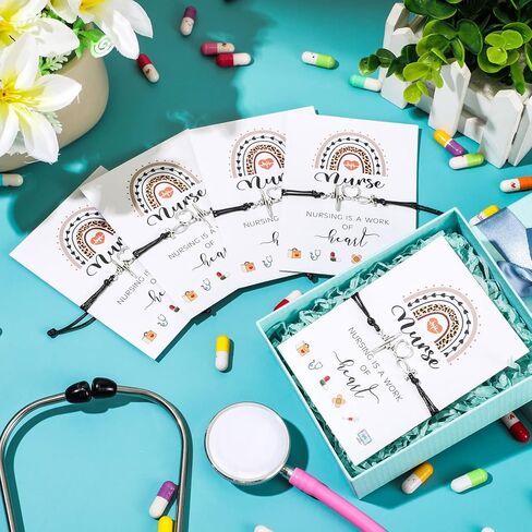 Yinkin 12 Pcs School Nurse Gifts Bulk Nurses Bracelets for Women with Blessing Card Nurse Week Day Party Favor Christmas Appreciation Graduation Gift in Kuwait