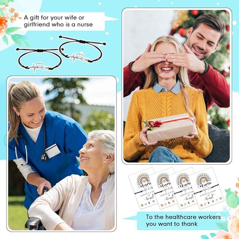 Yinkin 12 Pcs School Nurse Gifts Bulk Nurses Bracelets for Women with Blessing Card Nurse Week Day Party Favor Christmas Appreciation Graduation Gift in Kuwait