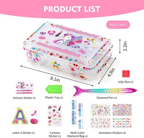 1PCS Clear Pencil Case, Plastic Pencil Box, Large Crayon Box, Craft Organizers and Storage, School Supplies for Boys and Girls with Stickers and Kit (Unicorn Set) in Saudi Arabia