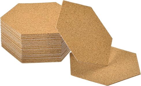 uxcell 25pcs Self Adhesive Cork Coasters 4 x 4 x 0.04 Cork Mats Cork Tiles Cork Backing Sheets Mini Cork Board for Coasters and DIY Crafts, Hexagon in Saudi Arabia