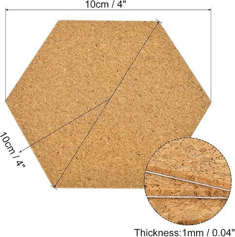uxcell 25pcs Self Adhesive Cork Coasters 4 x 4 x 0.04 Cork Mats Cork Tiles Cork Backing Sheets Mini Cork Board for Coasters and DIY Crafts, Hexagon in Saudi Arabia