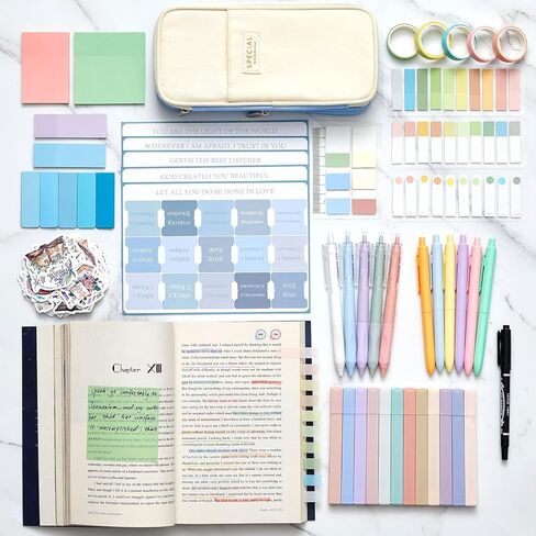 98 قطعة من لوازم دراسة الكتاب المقدس، لوازم مدرسية جمالية، طقم مذكرات للكتاب المقدس، كتاب توضيحي جمالي للكتاب المقدس، ملاحظات هلامية، مقلمة لمكتب المدرسة، هدية مسيحية (أخضر) in Kuwait