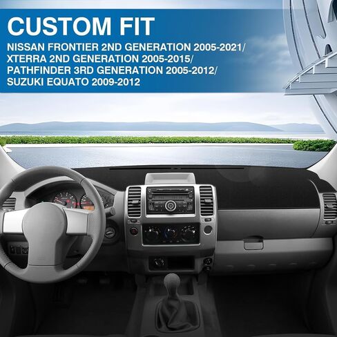 غطاء لوحة القيادة KUST لسيارة Nissan Frontier 2005-2021/Xterra 2005-2015/Pathfinder 2005-2012، 2009-2012 سوزوكي إيكواتو ملحقات داخلية للسيارة غير قابلة للانزلاق، سجادة داش مناسبة للزجاج الأمامي وهج أسود in Saudi Arabia