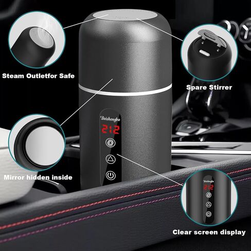 Portable Car Water Heater: 12V/24V Electric Kettle & Coffee Warmer with Magnetic Induction & Stirring Function(white) in Saudi Arabia