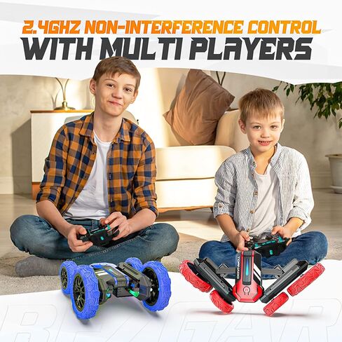 BEZGAR TD202 Remote Control Car - Double Sided RC Stunt Car,360 Flip Spinning RC Cars with Bright Lights,Outdoor All Terrain Rechargeable Electric Car,Fun Toy Cars Gifts for Boys,Girls Kids&Adults in Saudi Arabia