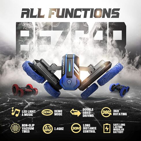 BEZGAR TD202 Remote Control Car - Double Sided RC Stunt Car,360 Flip Spinning RC Cars with Bright Lights,Outdoor All Terrain Rechargeable Electric Car,Fun Toy Cars Gifts for Boys,Girls Kids&Adults in Saudi Arabia