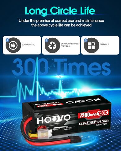 بطارية هووفو 4S Lipo 14.8V 120C 7200MAH RC CAR BUTTIONATION CASE مع قابس TR متوافق مع 1/8 و 1/10 RC CAR TRUGGY TRAGGY SLASH 4X4 CARAWLER MONSTER RC BUTTION 2 PACK in Saudi Arabia