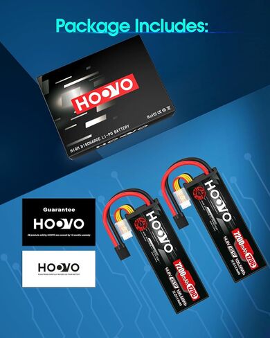 بطارية هووفو 4S Lipo 14.8V 120C 7200MAH RC CAR BUTTIONATION CASE مع قابس TR متوافق مع 1/8 و 1/10 RC CAR TRUGGY TRAGGY SLASH 4X4 CARAWLER MONSTER RC BUTTION 2 PACK in Saudi Arabia