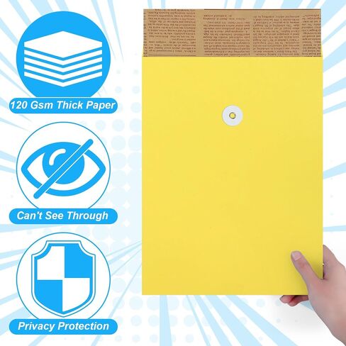 100 Pcs Interoffice Envelopes with String Tie Closure and Button 9 x 12 Inches Mailing Envelopes Colored Expandable Files Folders Peper Document Envelope for Home Office Business Storing in Saudi Arabia