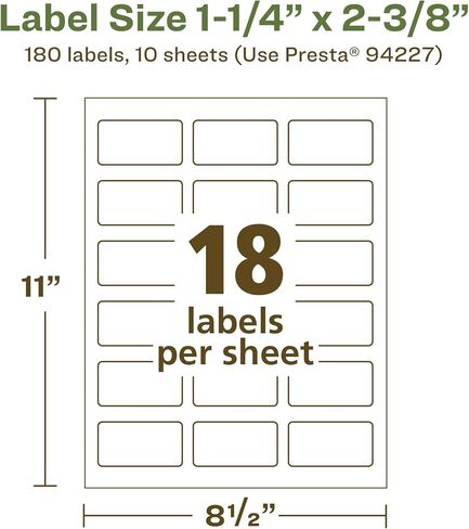 Avery EcoFriendly Matte White Recycled Rectangle Labels, 1-1/4" x 2-3/8", Print-to-The-Edge, Matte White Labels, Permanent Label Adhesive, Laser/Inkjet, 180 Printable Labels in Kuwait