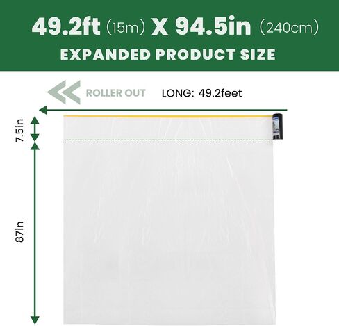 Voomey Pre-Taped Masking Film with Dispenser, Painters Tape with Plastic Attached, Automotive Painters Tape and Drape for Appliances, Furniture, Wood Surfaces & DIY Projects - 8ft x 49ft in Kuwait
