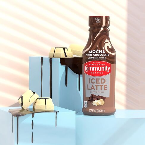 Community Coffee Iced Latte Coffee Drink, Mocha White Chocolate, Natural Flavors, 13.7 Fluid Ounce (Pack of 12) in Saudi Arabia