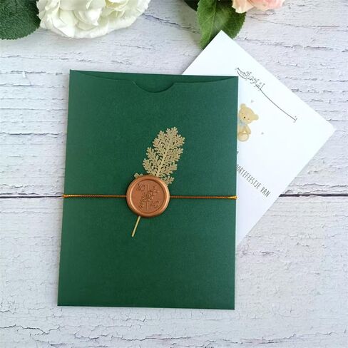Millasaw Emerald Green Pocket Wedding دعوة شريحة شريحة-دعوة الدعوة المريرة المشاركة في إدارة الورق Christimas Decoration 20 مجموعة (Emrald Green) in Kuwait