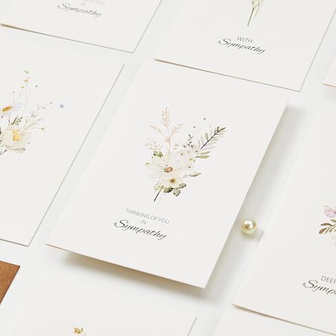 Crisky 4 Pack Watercolor White WildFlower Sympathy Cards with Envelopes Sealed 4 Assortment Condolence/Bereavement Cards in Saudi Arabia