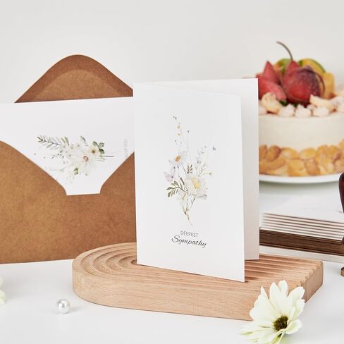 Crisky 4 Pack Watercolor White WildFlower Sympathy Cards with Envelopes Sealed 4 Assortment Condolence/Bereavement Cards in Saudi Arabia