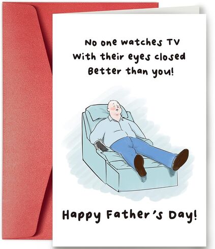 SuperShunhu Funny Father’s Day Card for Husband Dad Grandpa, Humor Father’s Day Gift for Men, Watch TV With Eye Closed in Saudi Arabia