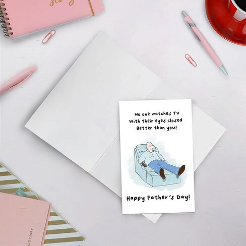 SuperShunhu Funny Father’s Day Card for Husband Dad Grandpa, Humor Father’s Day Gift for Men, Watch TV With Eye Closed in Saudi Arabia