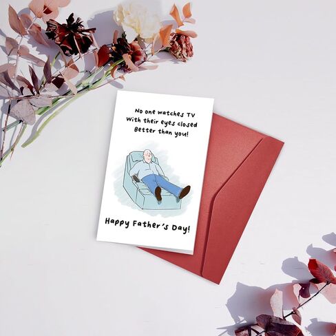 SuperShunhu Funny Father’s Day Card for Husband Dad Grandpa, Humor Father’s Day Gift for Men, Watch TV With Eye Closed in Saudi Arabia