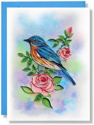 Mother's Day Card, Iris and Bumblebee Greeting Card, Animals Floral Card, Quilled Quilling Card for February Birthday, Get Well, Mothers Day, for Friend, Boss, Mom, Dad (Iris and Bumblebee) in Kuwait