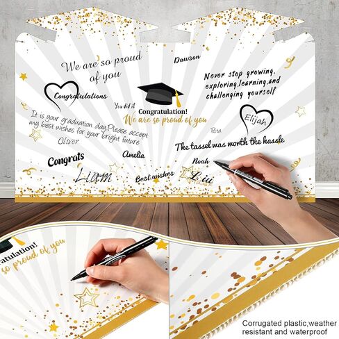 ROOWEST JUMBO CARDUTION CARD BOOK 2025 فئة زخارف حفل التخرج من 2024 بطاقة عملاقة كبيرة لحفل المدرسة الثانوية ، 24.8 × 16 بوصة (أسود ، ذهبي) in Kuwait