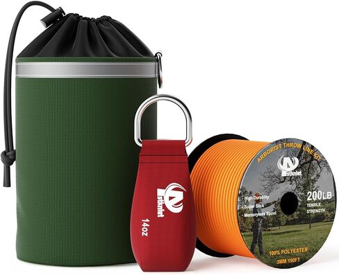 Aystkniet Arborist Throw Line Kit with Slick Rope & 12/14/16oz Throw Weight & Reflective Storage Bag, Polyester Throw Line Spool and Arborist Throw Ball Kit for High Limbs Tree Work in Saudi Arabia