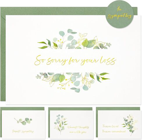 Crisky 4 Pack Watercolor White White -Flower Symble مع الأظرف المختومة 4 بطاقات تعازي/فجيعة متنوعة in Saudi Arabia